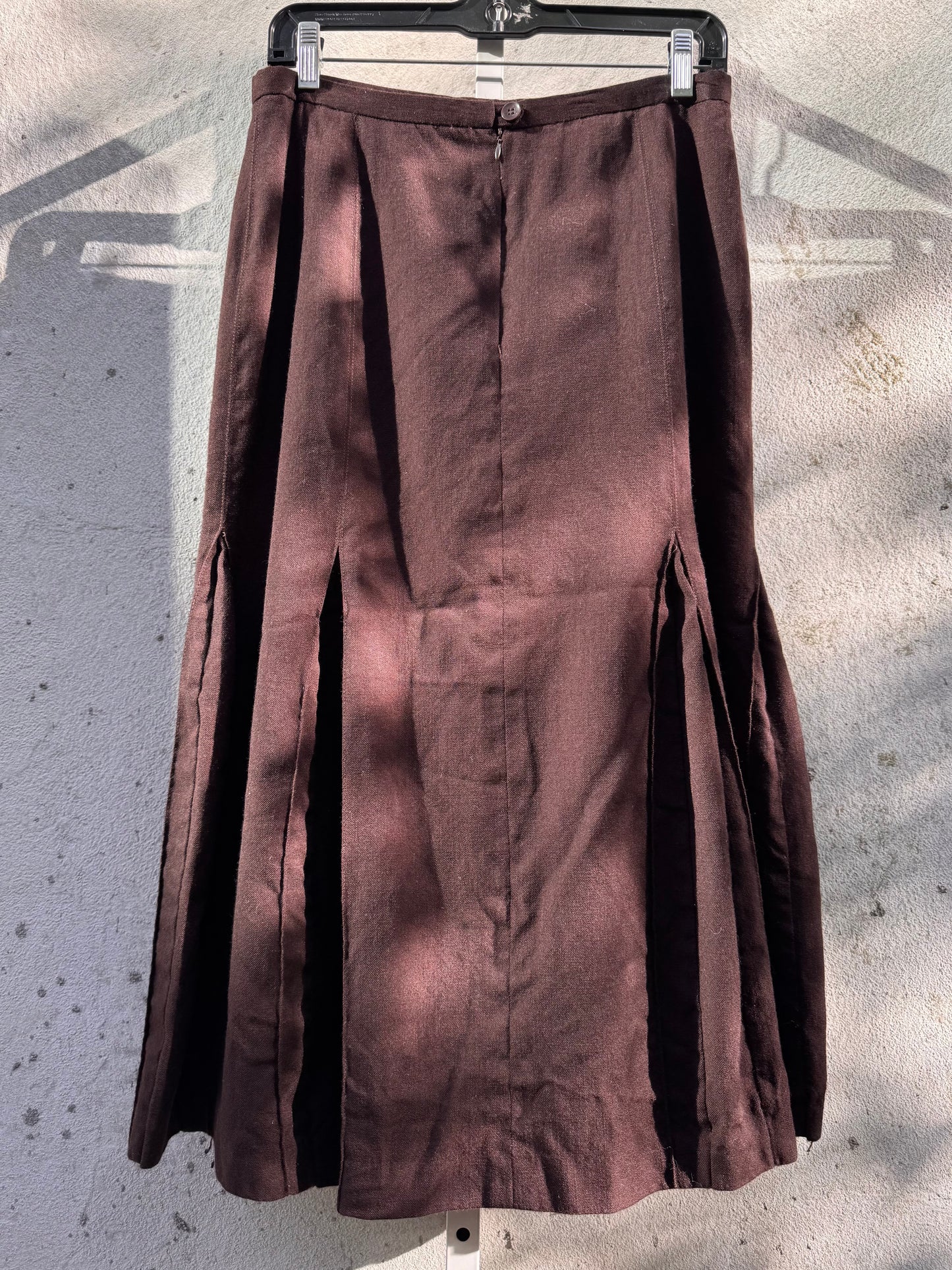 1970s Brown Wool Skirt with Pleats