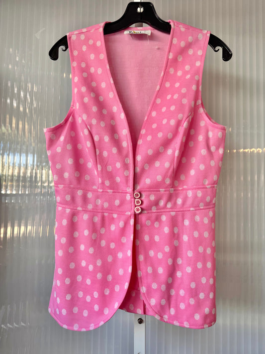 1970s Pink w/ White Polka Dot Vest