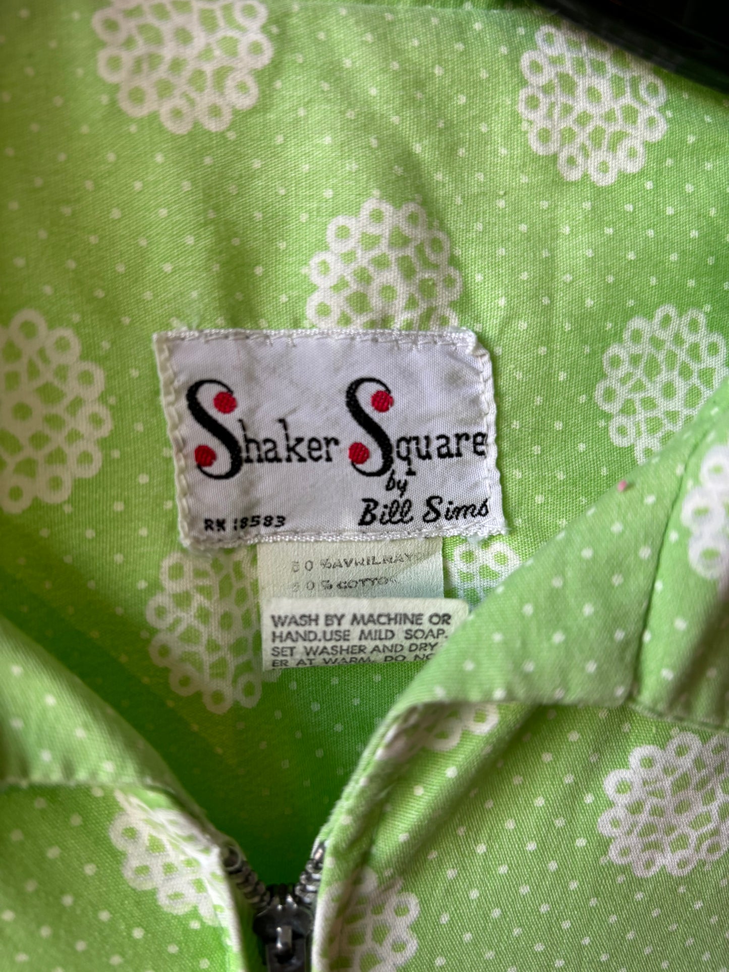 1960s Green Floral Sleeveless Shift Dress