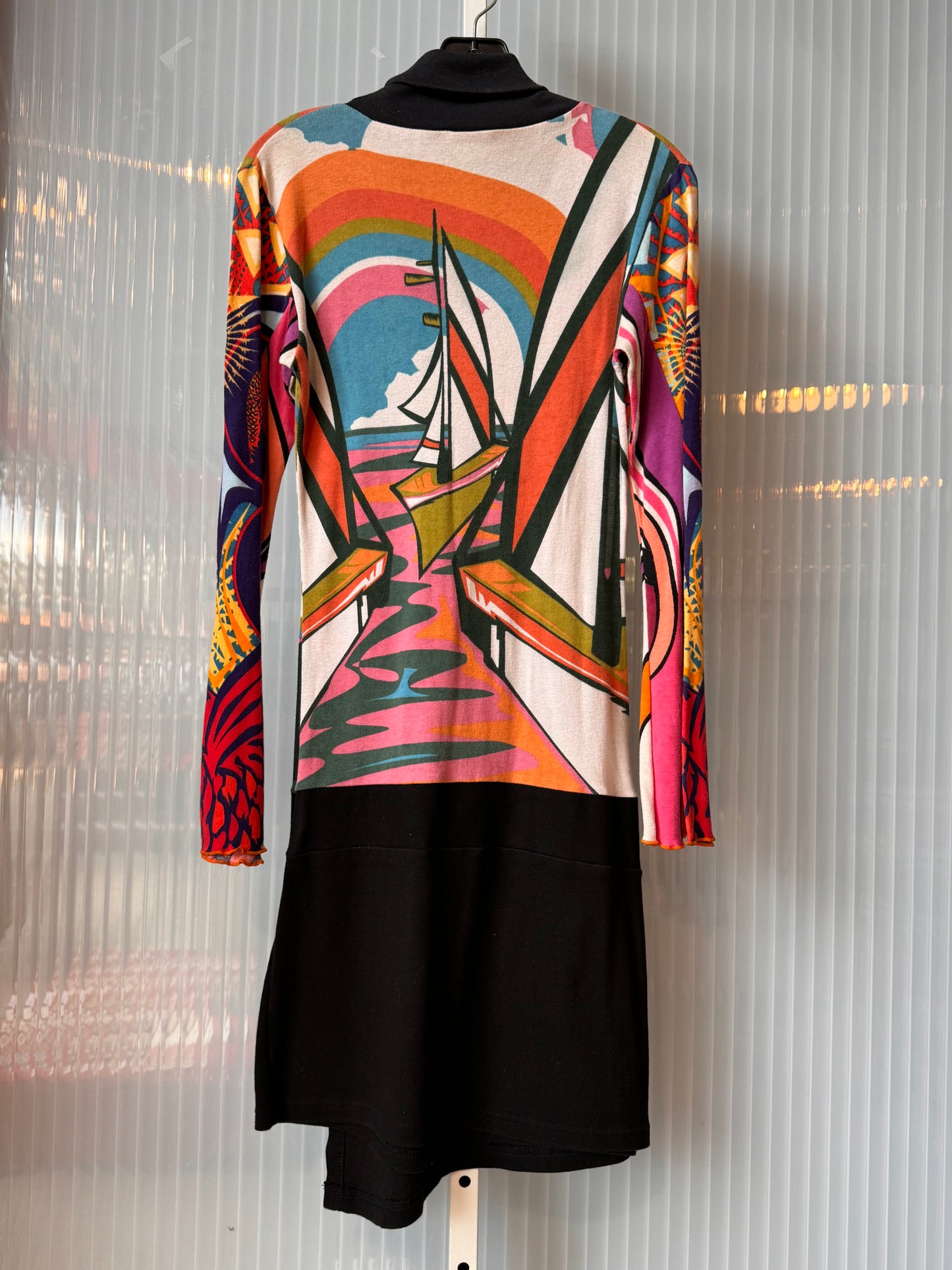 Mod-Style Printed Turtleneck Dress