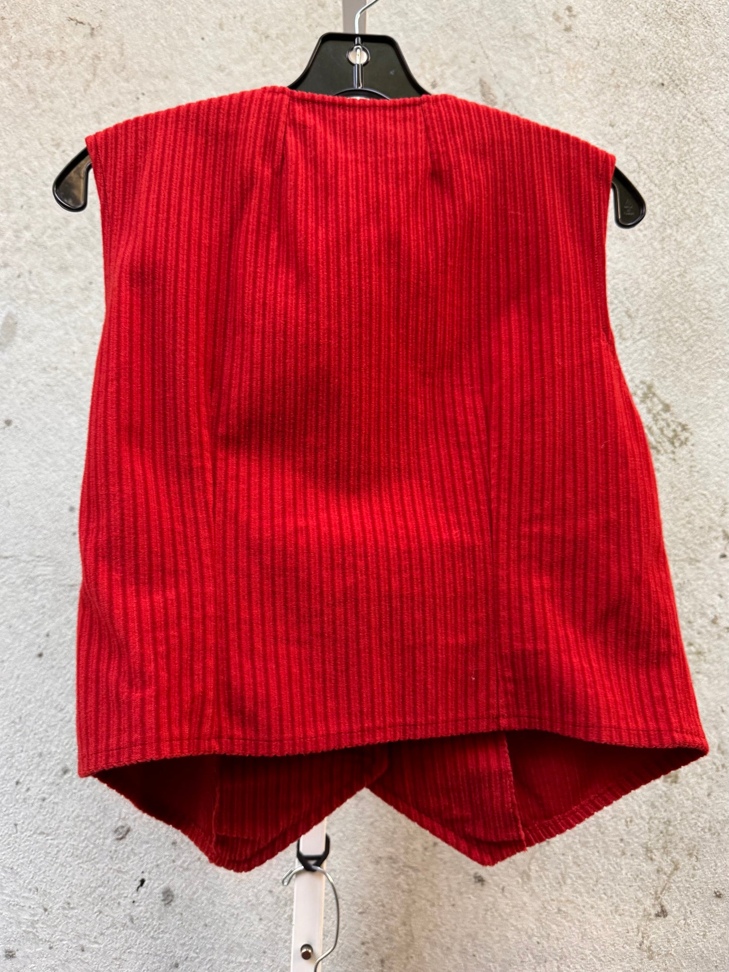 1970s Red Orange Velvety Corduroy Jacket Vest & Pants Set