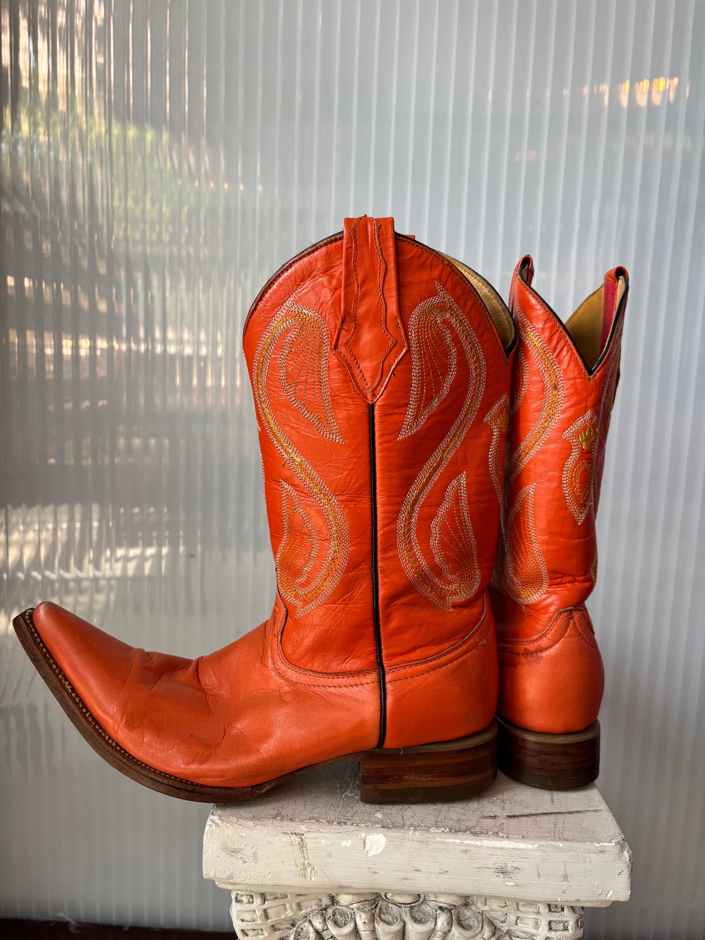 Donaldo Orange Mexican Made Cowboy Boots 8