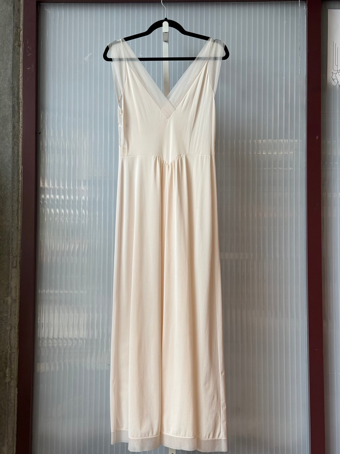 1960s Palest Pink Embroidered Sheer Top Slip Dress