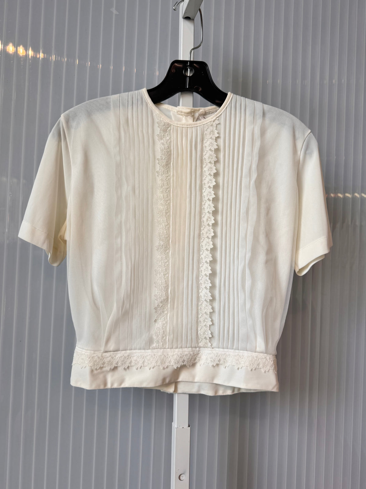 1970s Sheer White Pleated Blouse