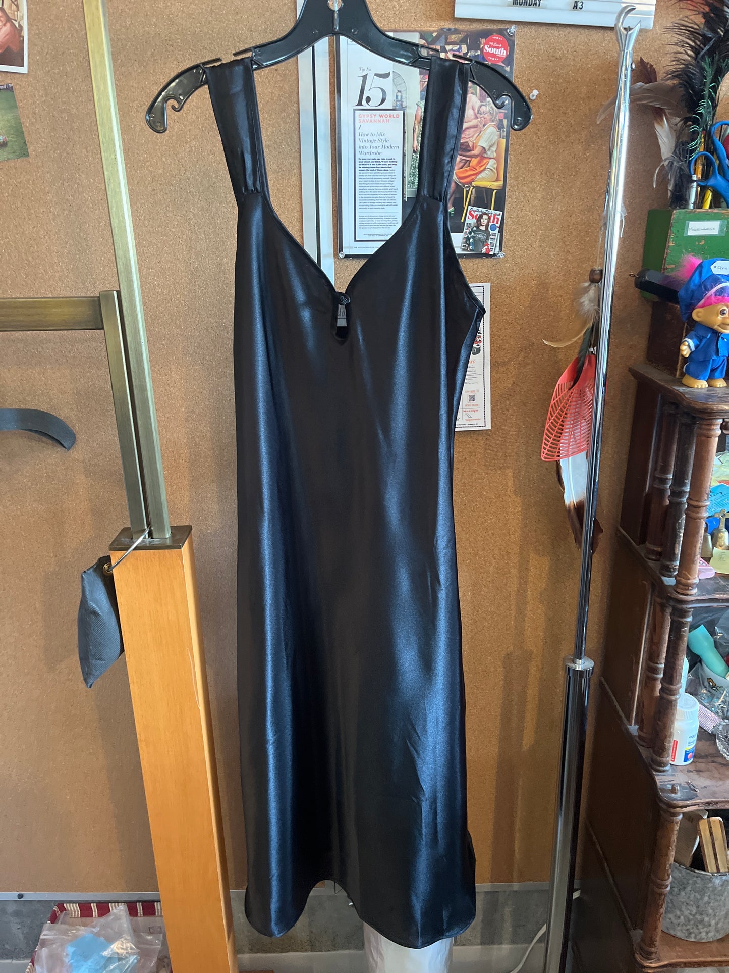 1990s Adonna Black Slip Dress