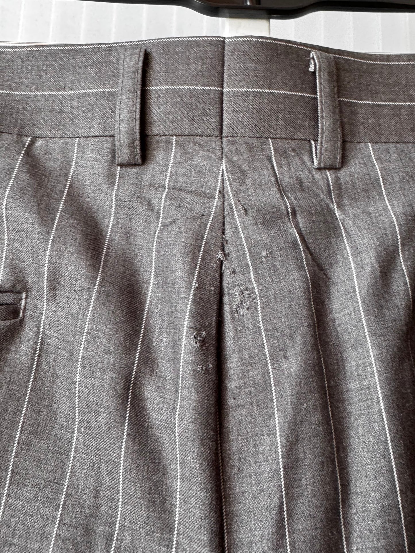 1990s Gray & White Pinstripe Blazer & Pants Suit Set