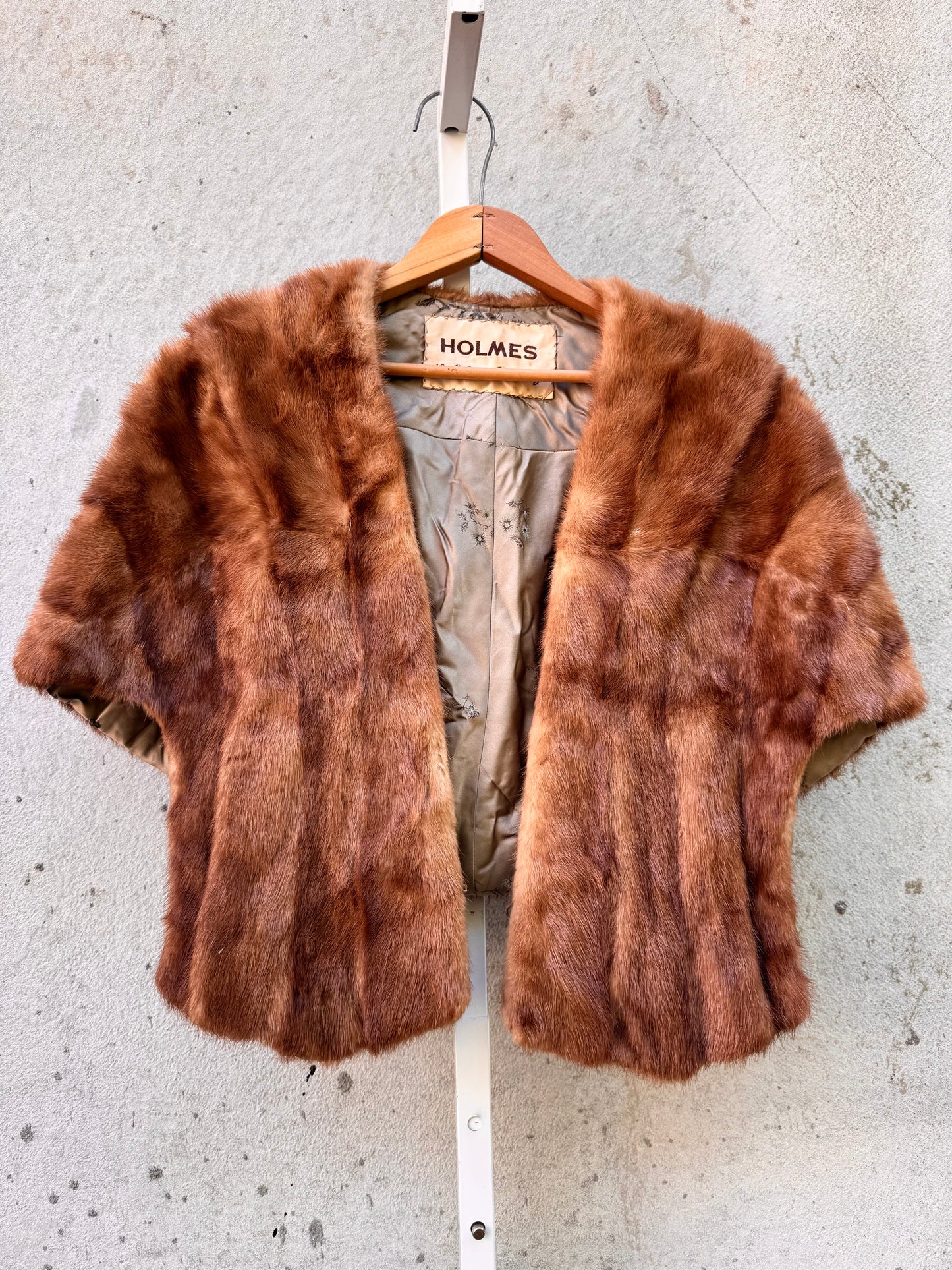 Mink Fur Stole with Collar & Pockets