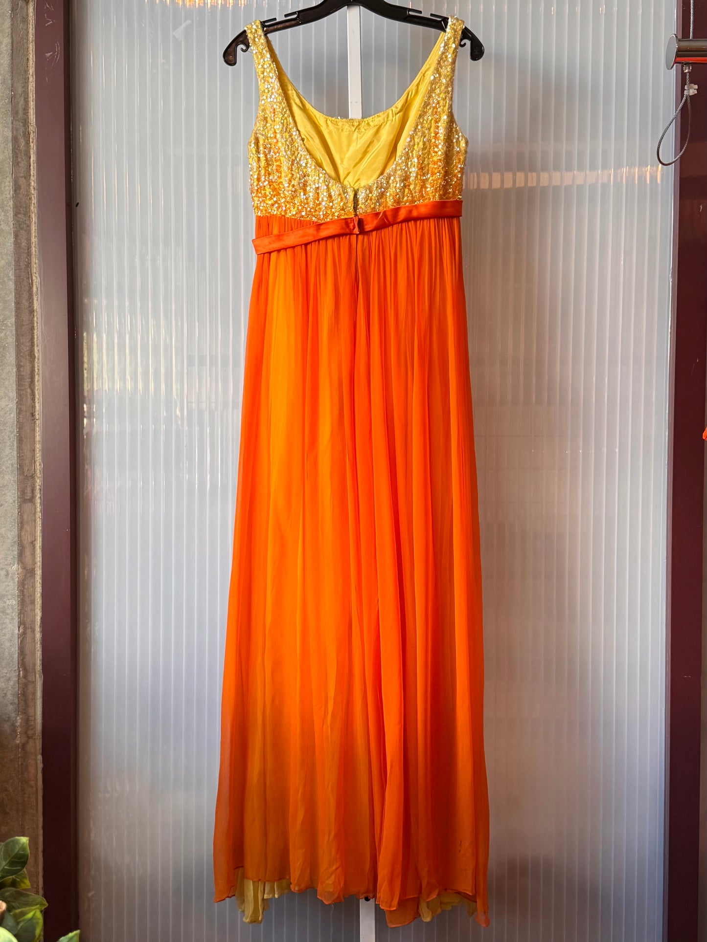 1960s Sherbet Orange Empire-Waist Dress