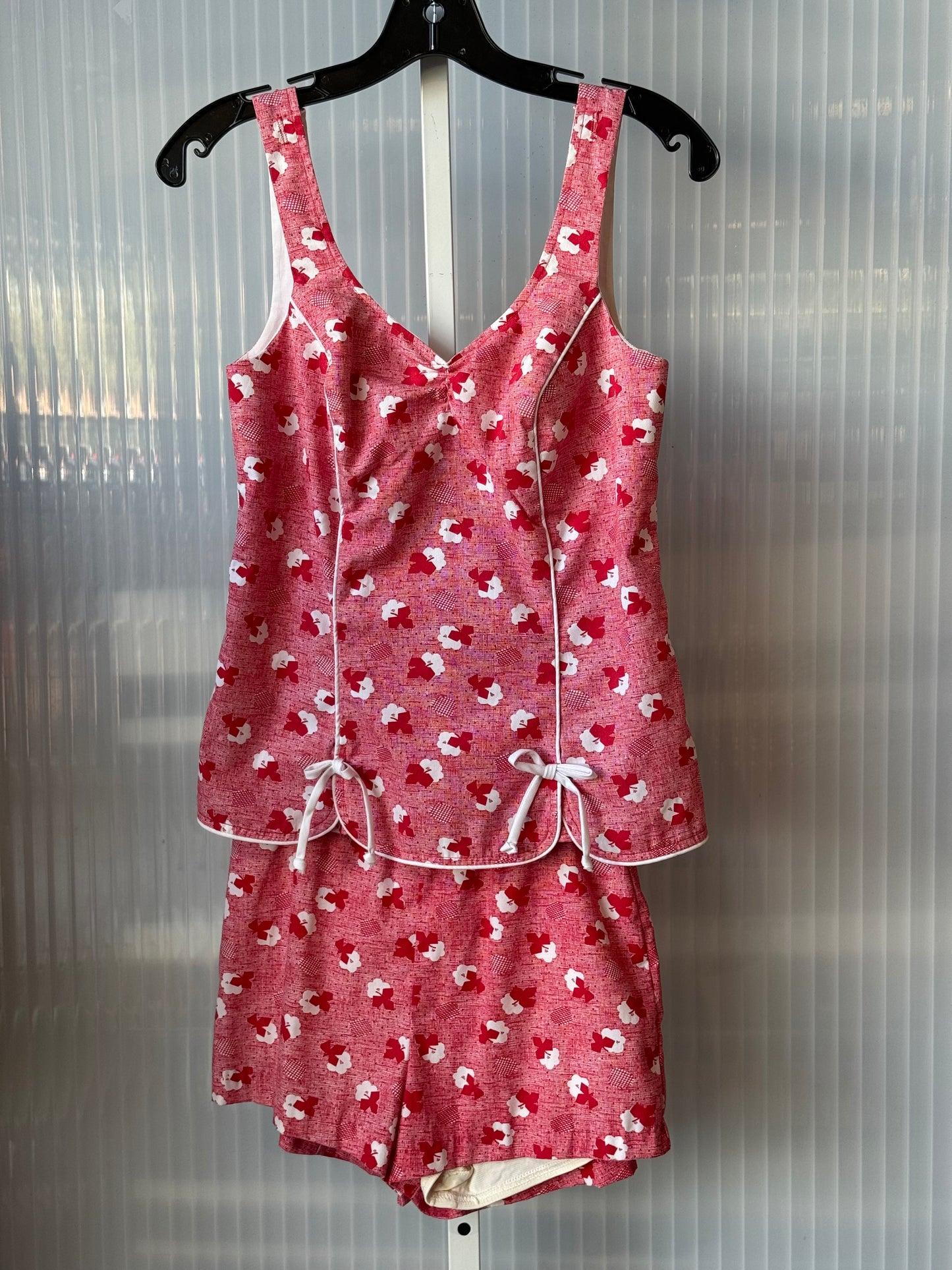 1950s/1960s Red & Black Two-Piece Swimsuit Top & Shorts