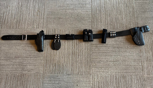 Authentic Black Leather Police Officers Belt w/ Accessories