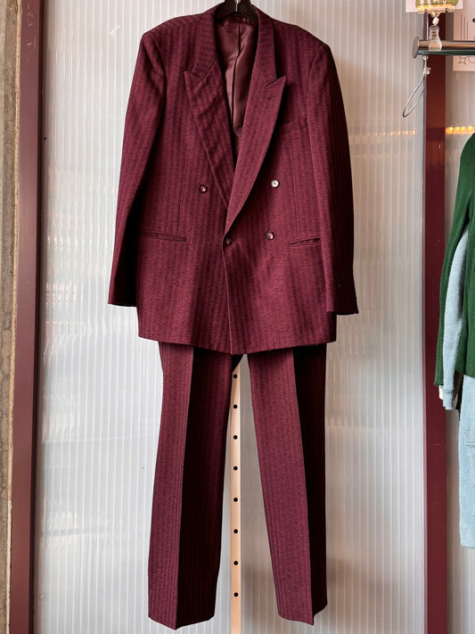 1990s Purple & Black Striped Suit Set