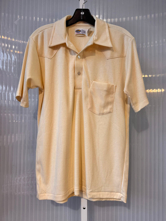 1970s Pale Yellow Western Quarter Button-Up Shirt