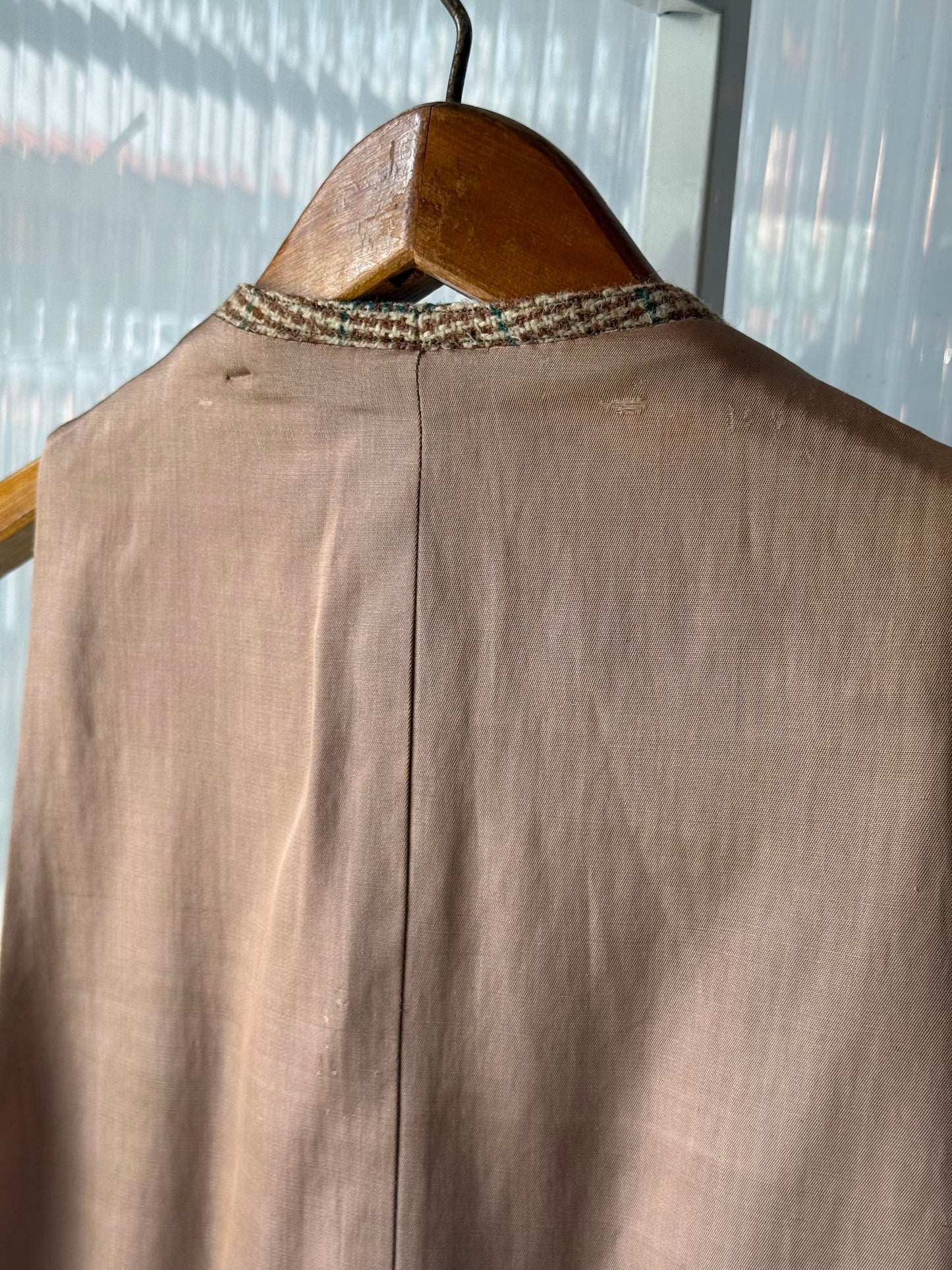 1970s Cream & Green Wool Tweed Suit Set