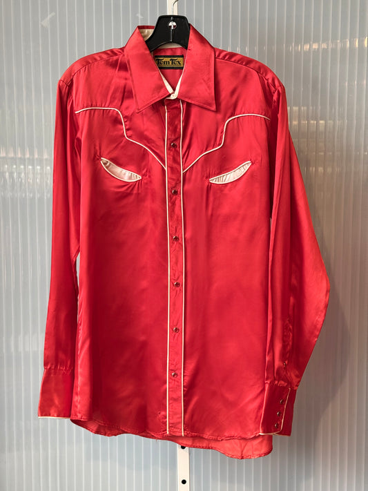 1970s Red & White Western Tem Tex Shirt