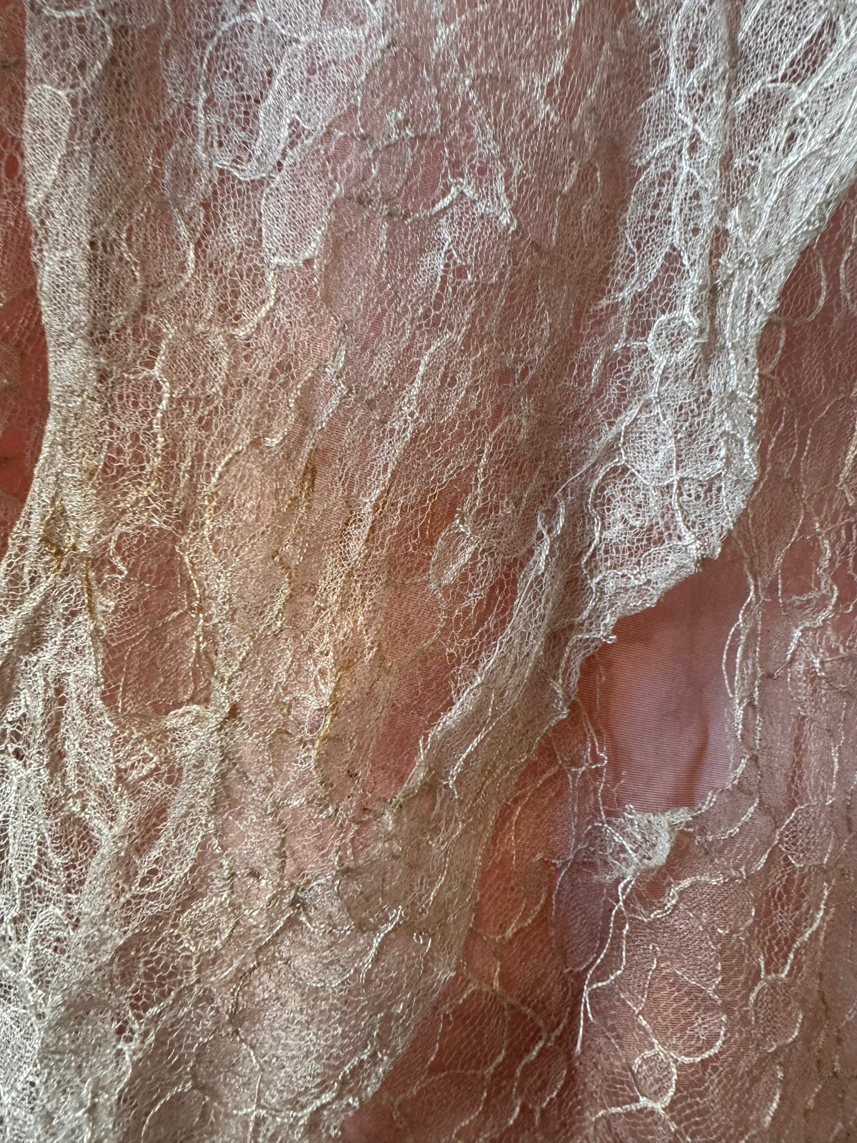 1930s / 1940s Pink & Taupe Floral Lace Dress