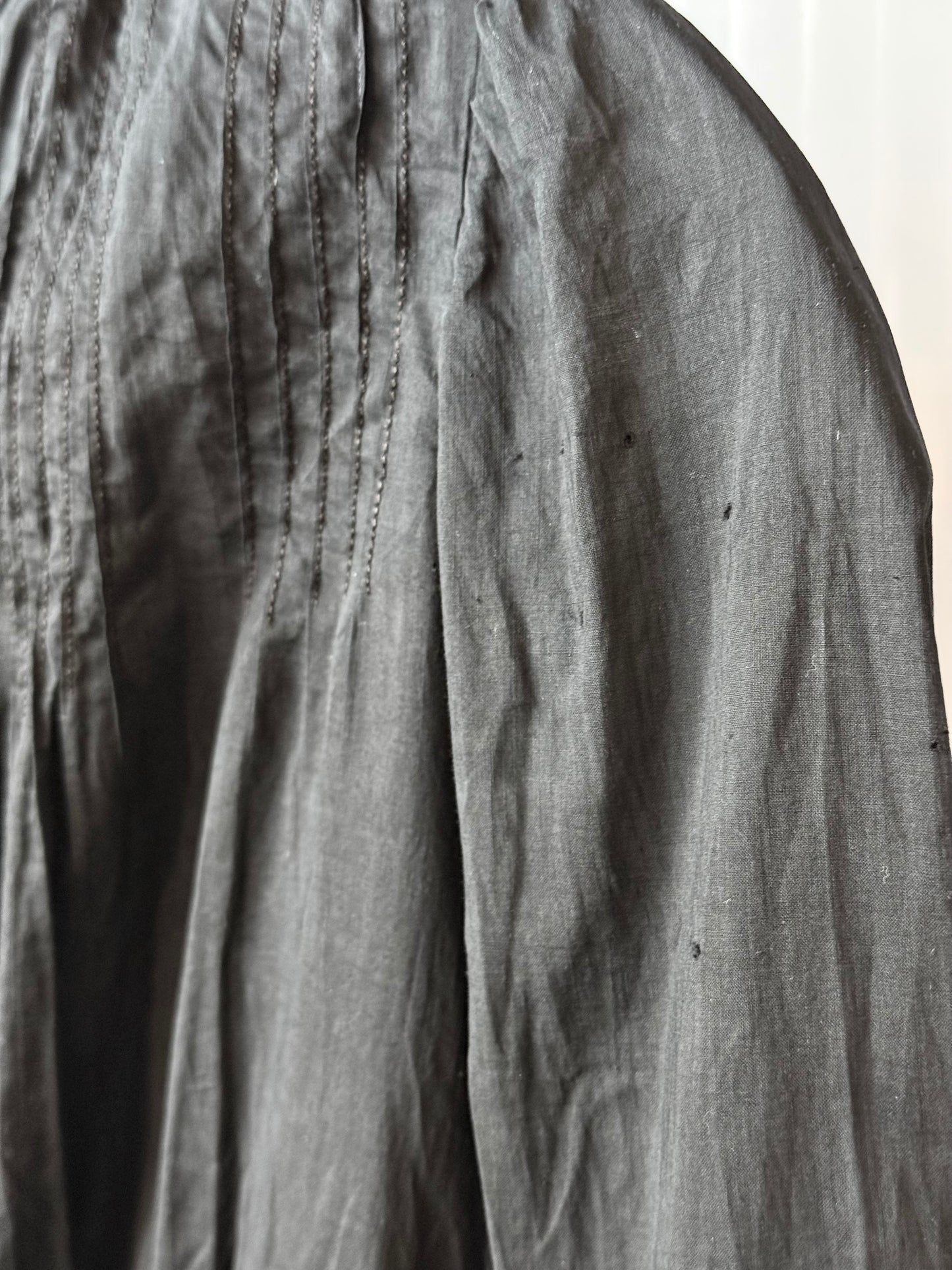 Victorian Black Pleated Long-Sleeve Blouse