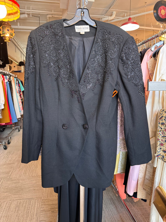 1980s Black Beaded Blazer