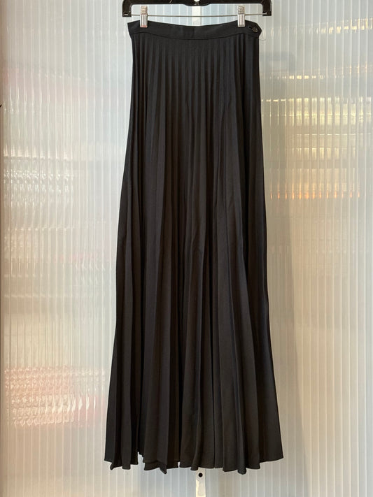 1970s Black Pleated Maxi Skirt