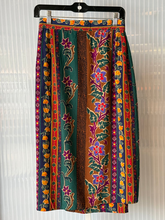 1990s Multicolor Floral Wrap Skirt
