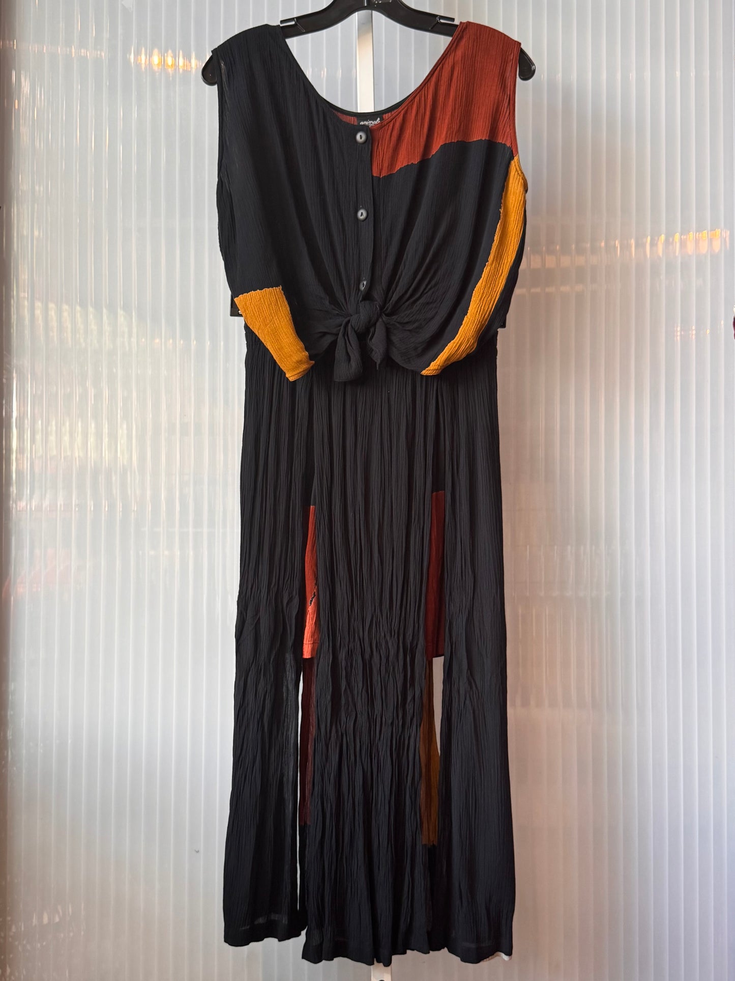 1990s Black Brown & Ochre Tank Top & Skirt Set