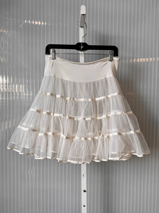 1970s White Layered Tulle & Mesh Petticoat