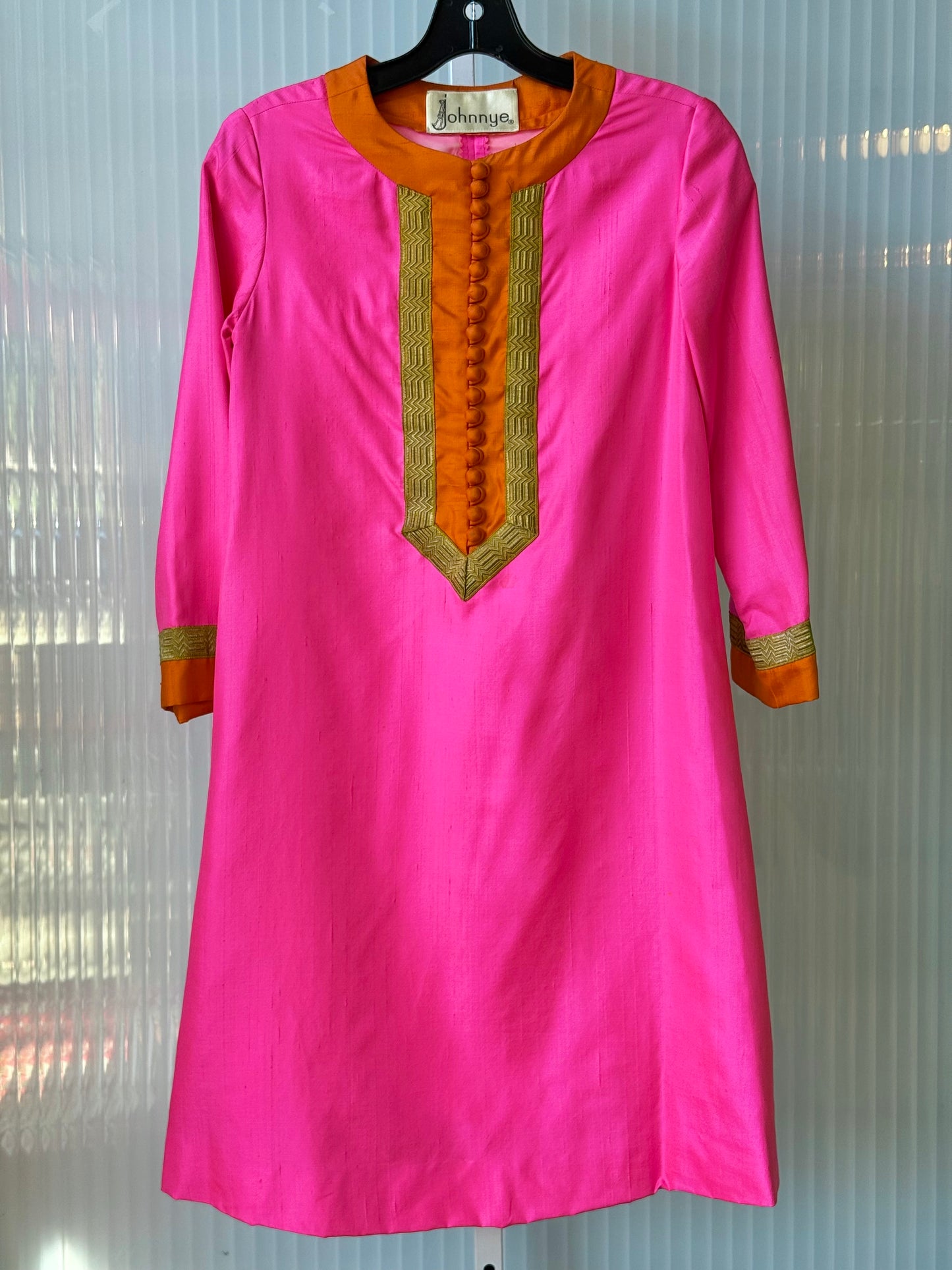 1960s Neon Pink Kurta-Style Dress