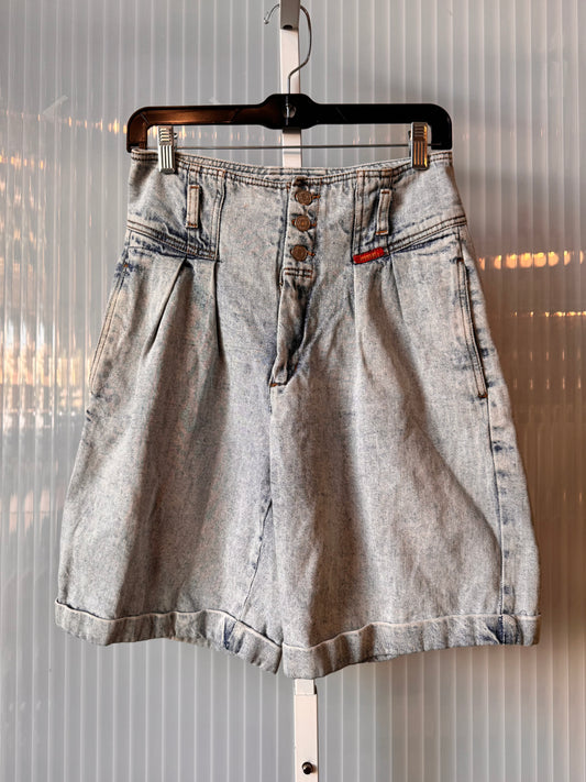 1980s Jordache Light Blue Acid Wash Denim Shorts