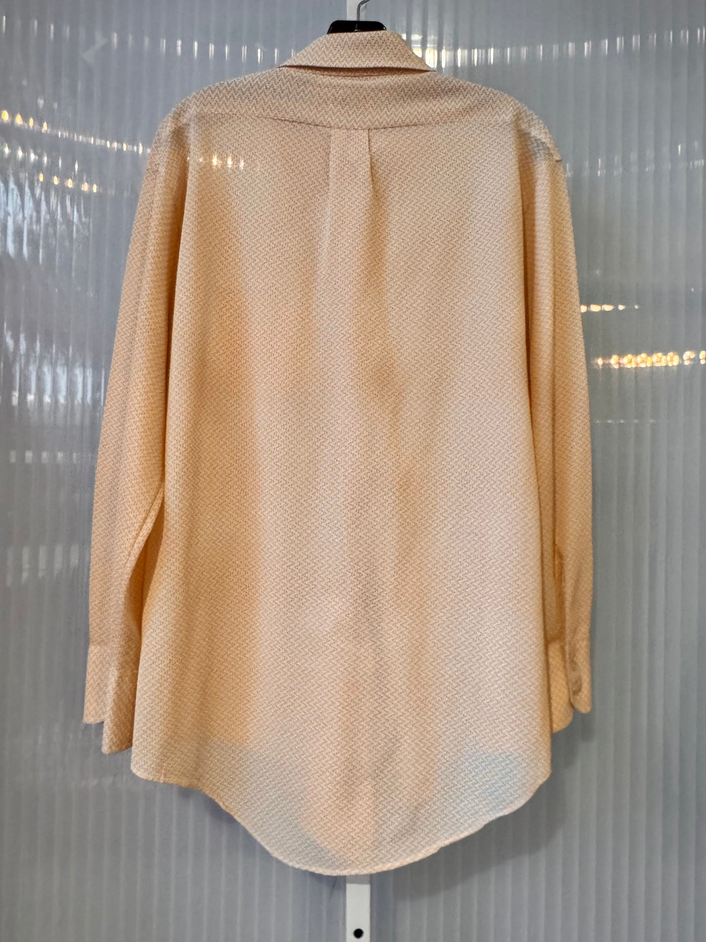 1970s White & Peach Chevron Collared Shirt