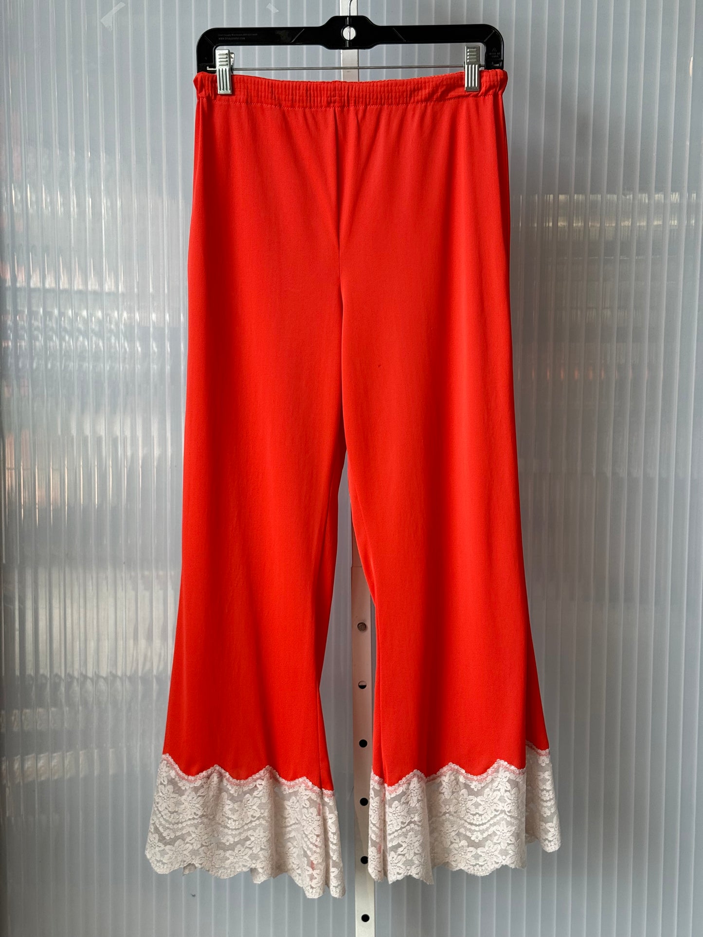 1960s Red-Orange 2-Piece Lacy Pajama Set