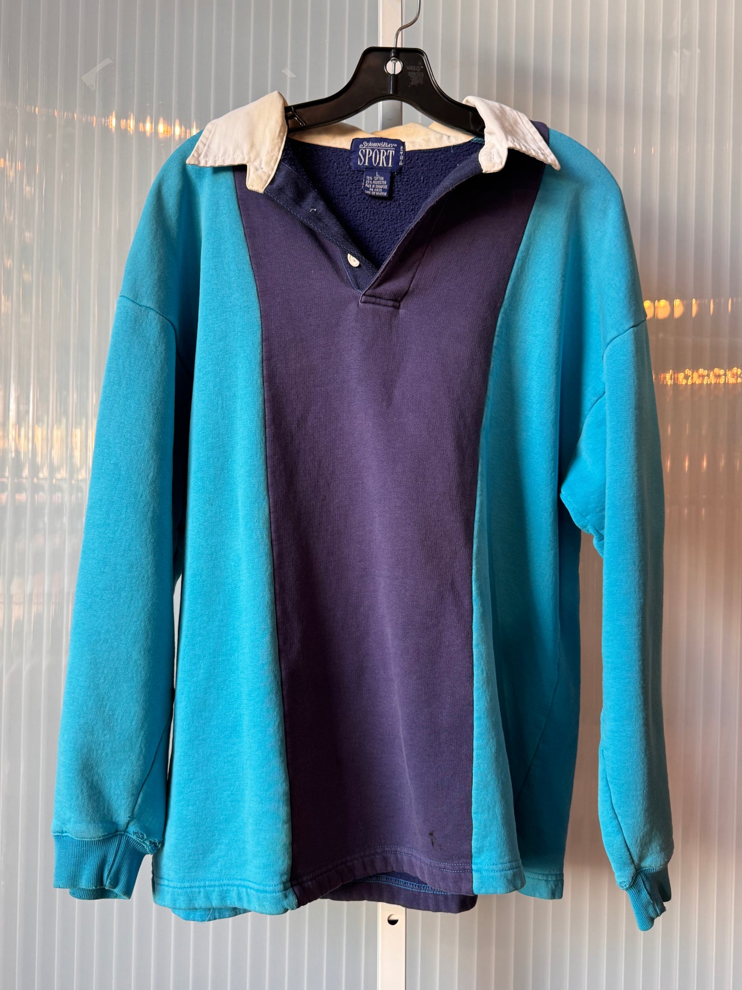1990s Two-Tone Blue Pull-Over Sweatshirt