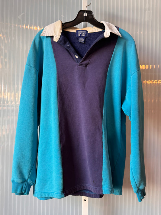 1990s Two-Tone Blue Pull-Over Sweatshirt