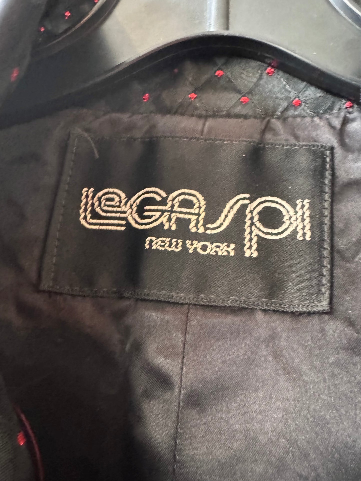 1980s Black & Metallic Red Satin Jacket