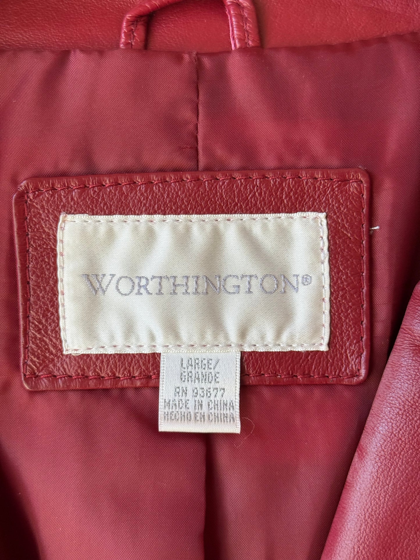 1990s Deep Red Worthington Leather Blazer Jacket