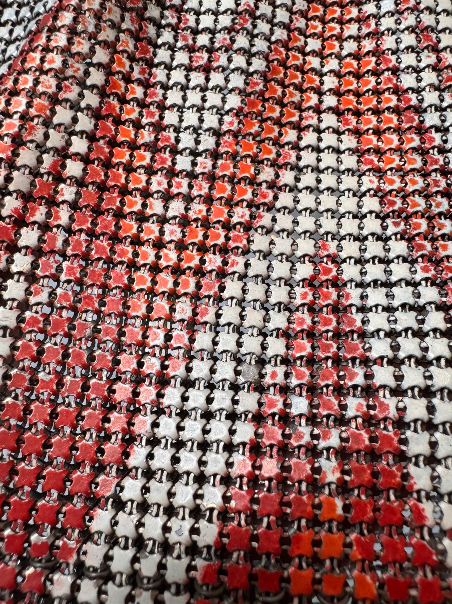 1920s White & Red Metal Mesh Flapper Purse