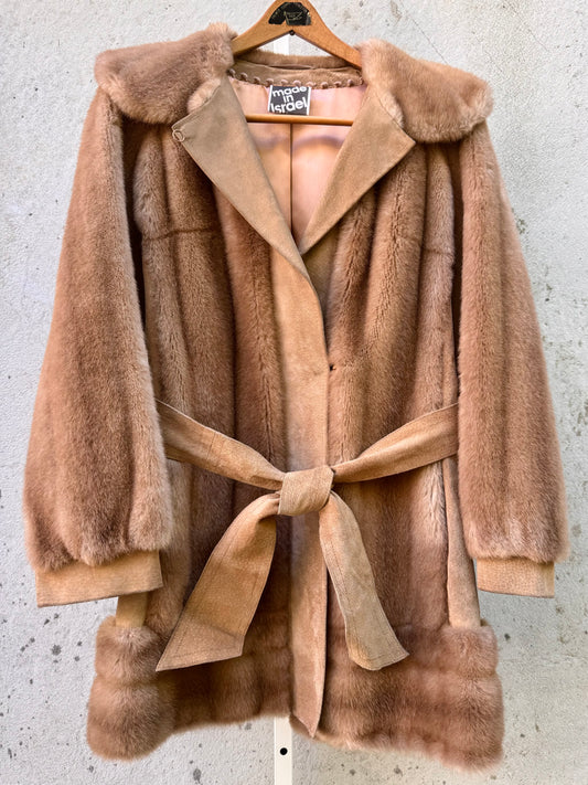 Tan Faux Fur Paneled Jacket