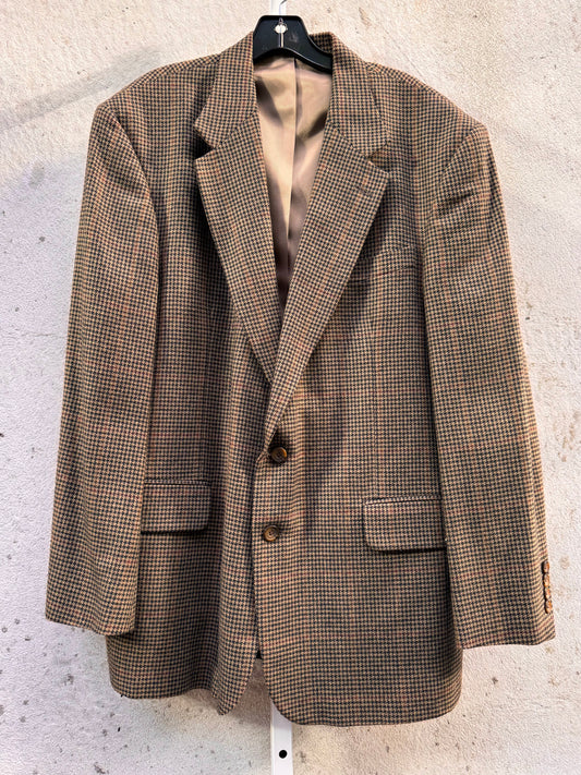 1980s Oscar de la Renta Brown Houndstooth Suit Jacket