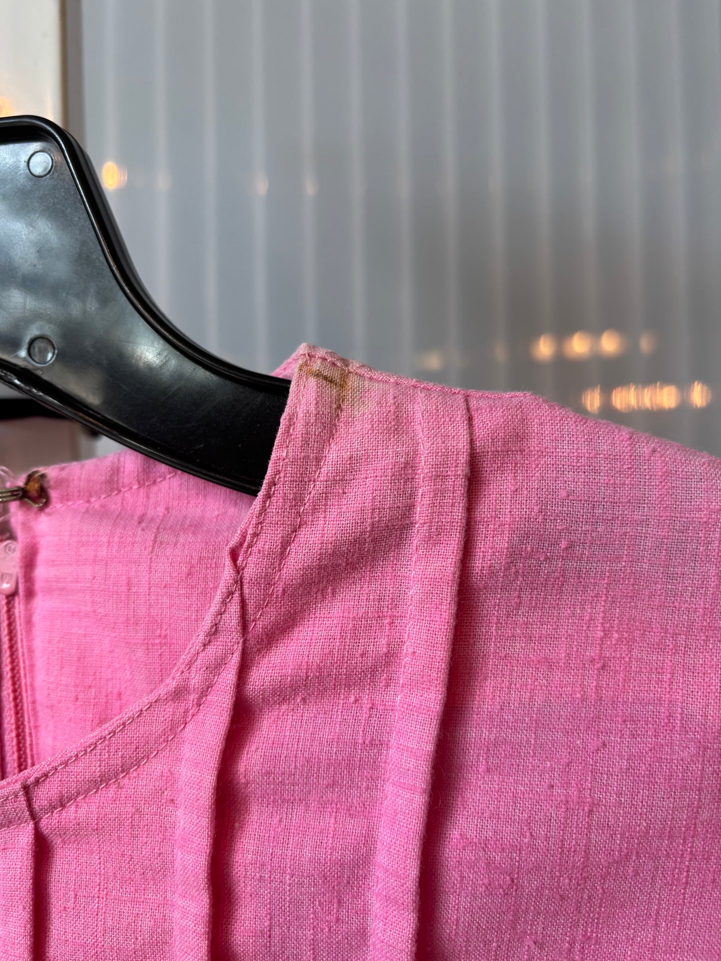 1960s Pink Pleated Drop Waist Dress