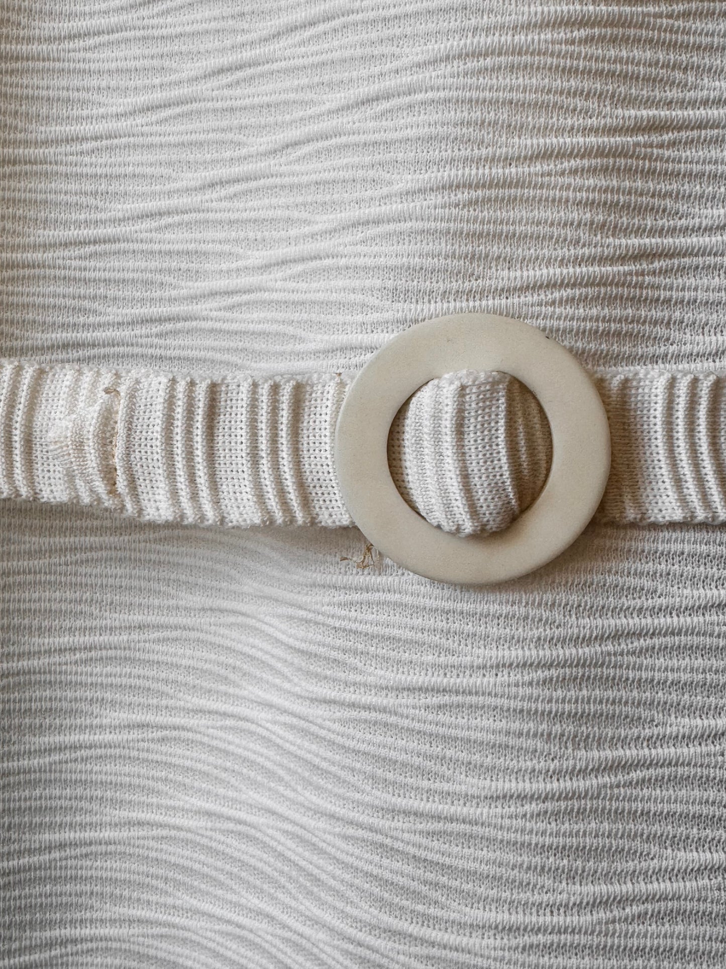 1960s White Textured Shift Dress
