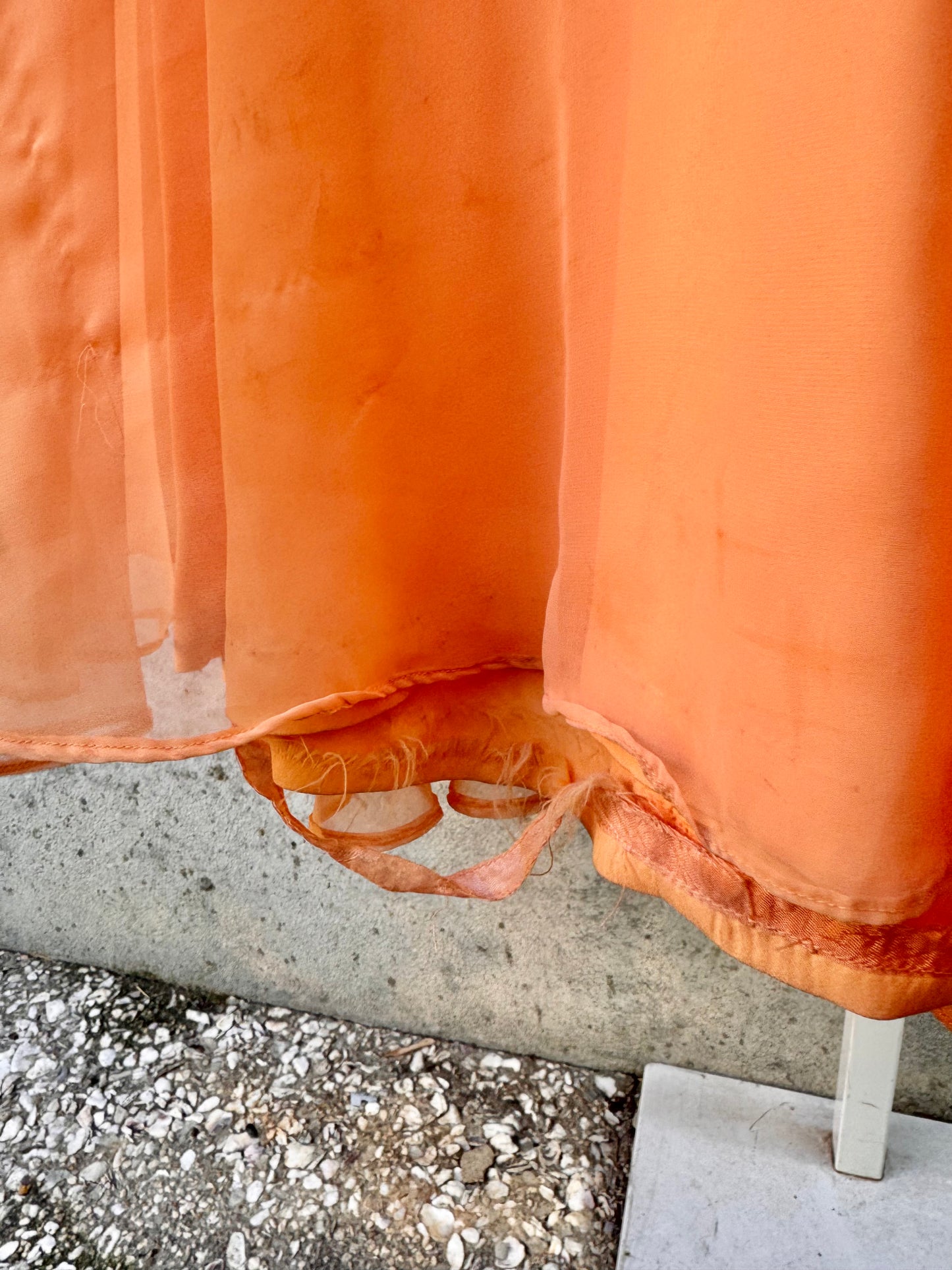 1970s Peach Chiffon Gown