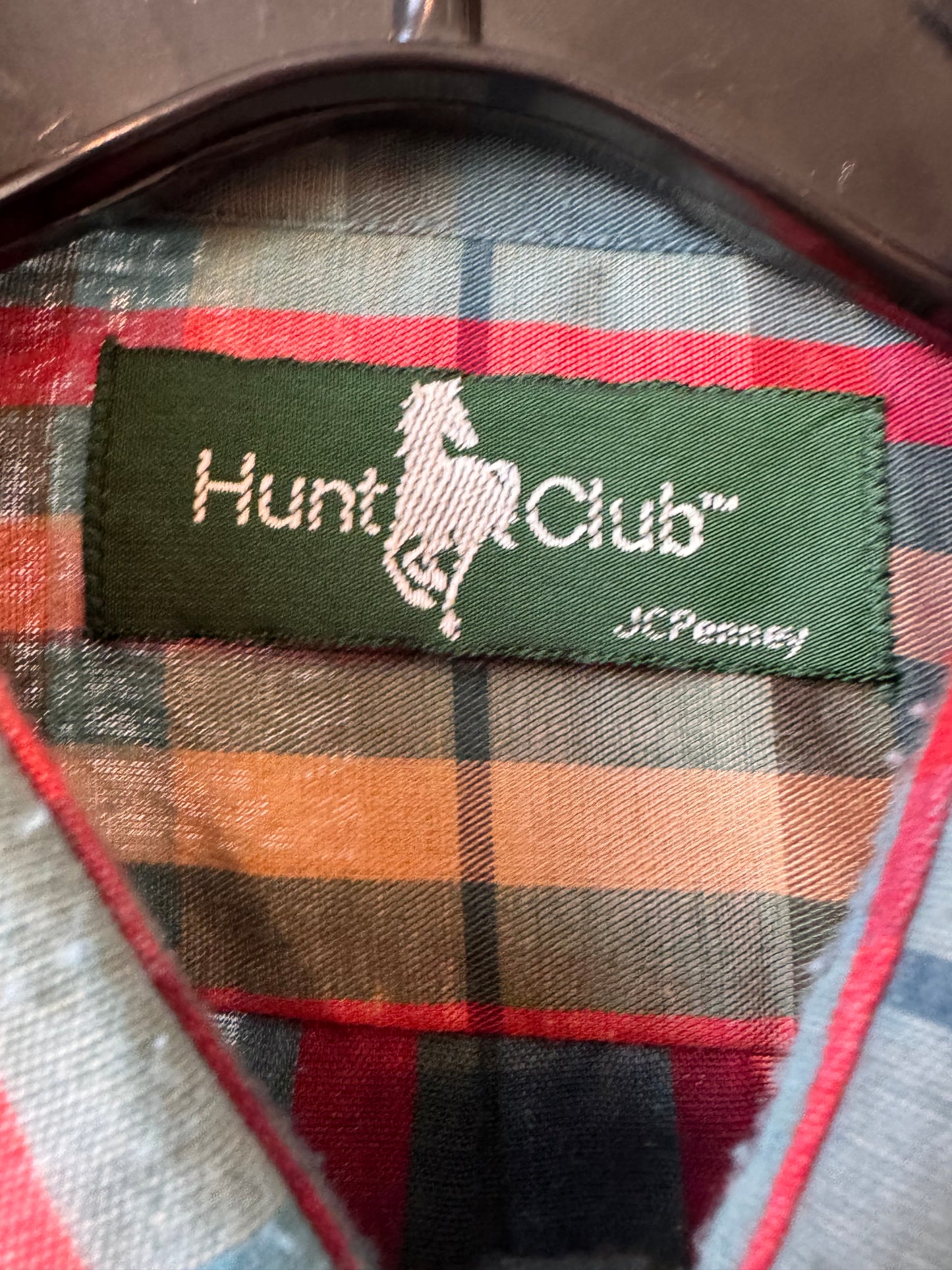 1990s Teal & Red Plaid Button-up Shirt