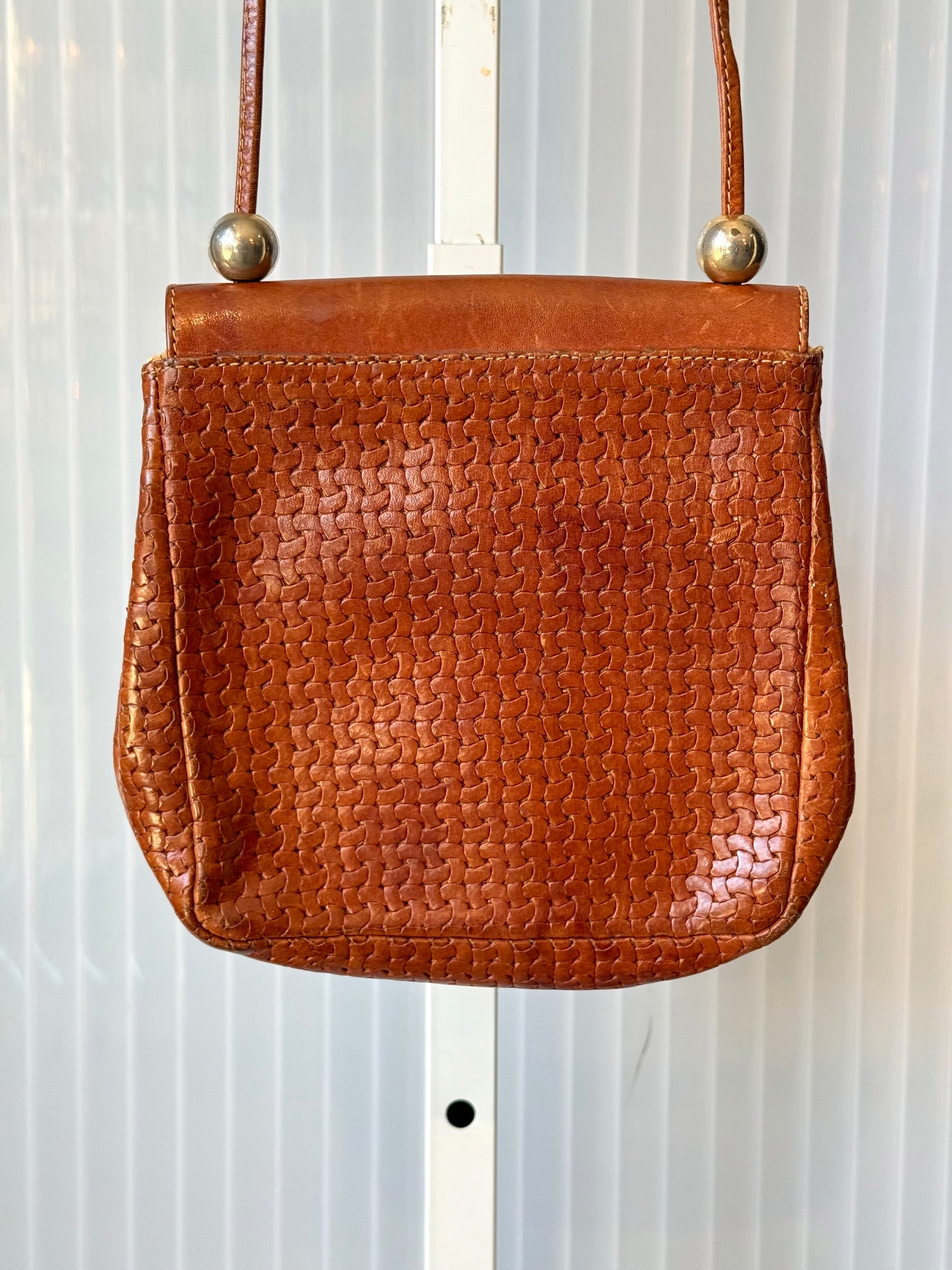 Furla Brown Leather Woven Bag