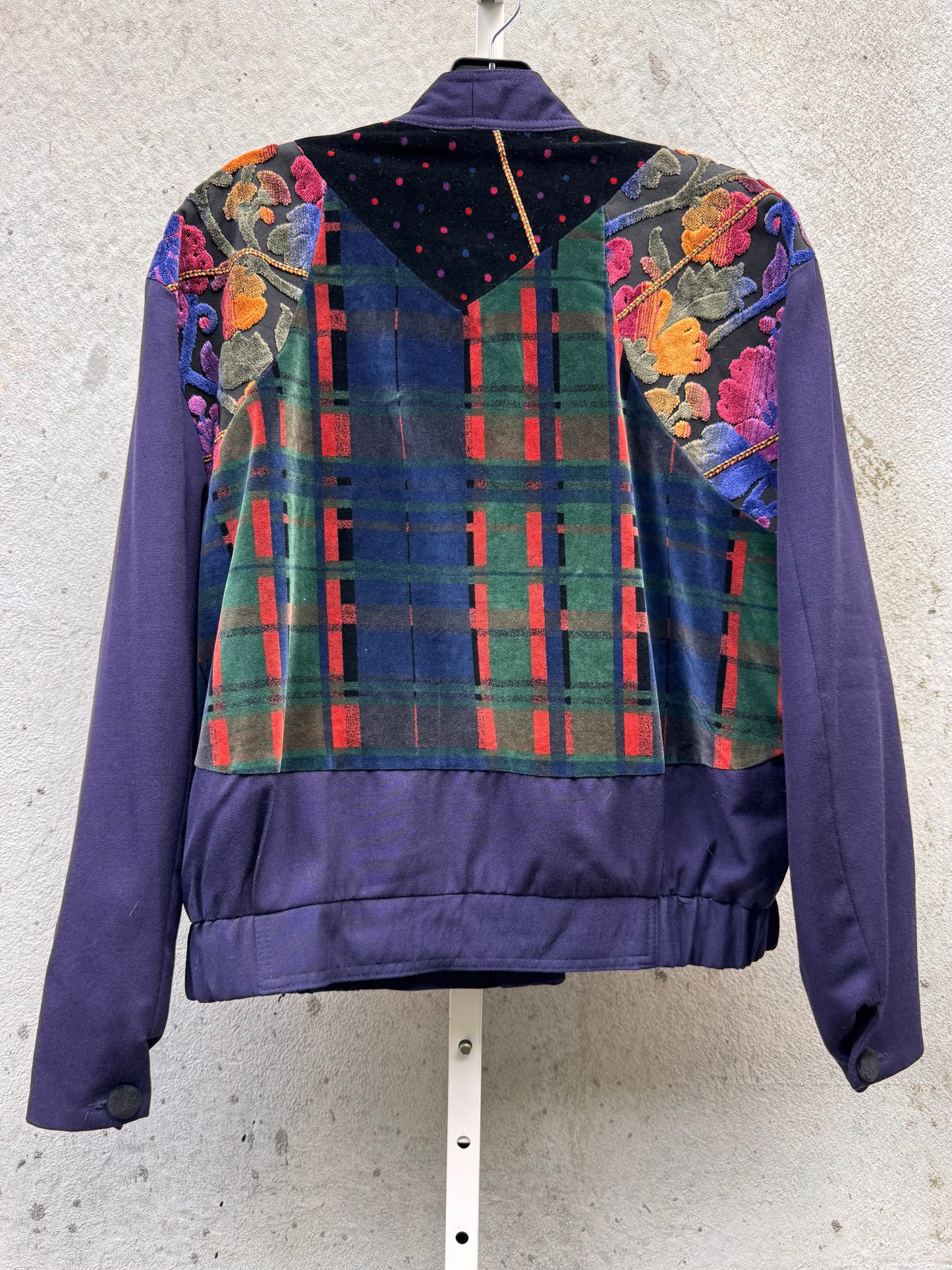 1980s Indigo & Multicolor Velvet Tapestry Jacket