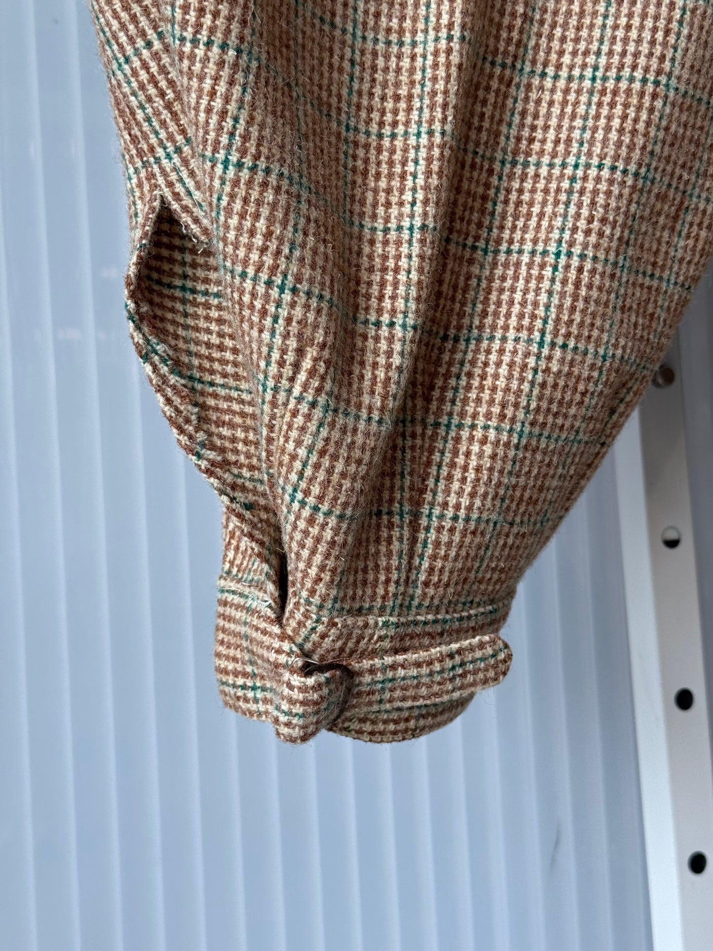 1970s Cream & Green Wool Tweed Suit Set
