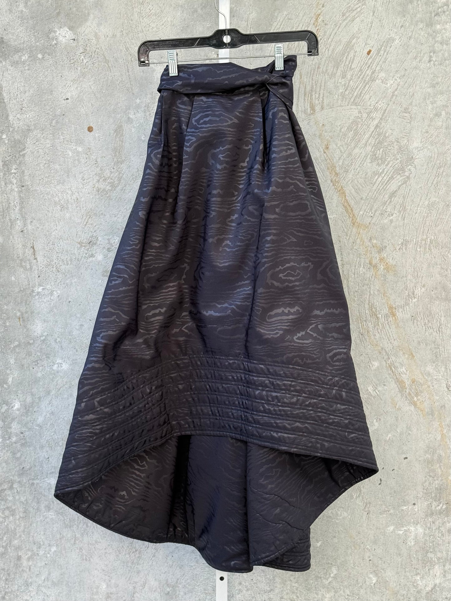 1990s Black Satin Ruffle Collar Top & Skirt Set