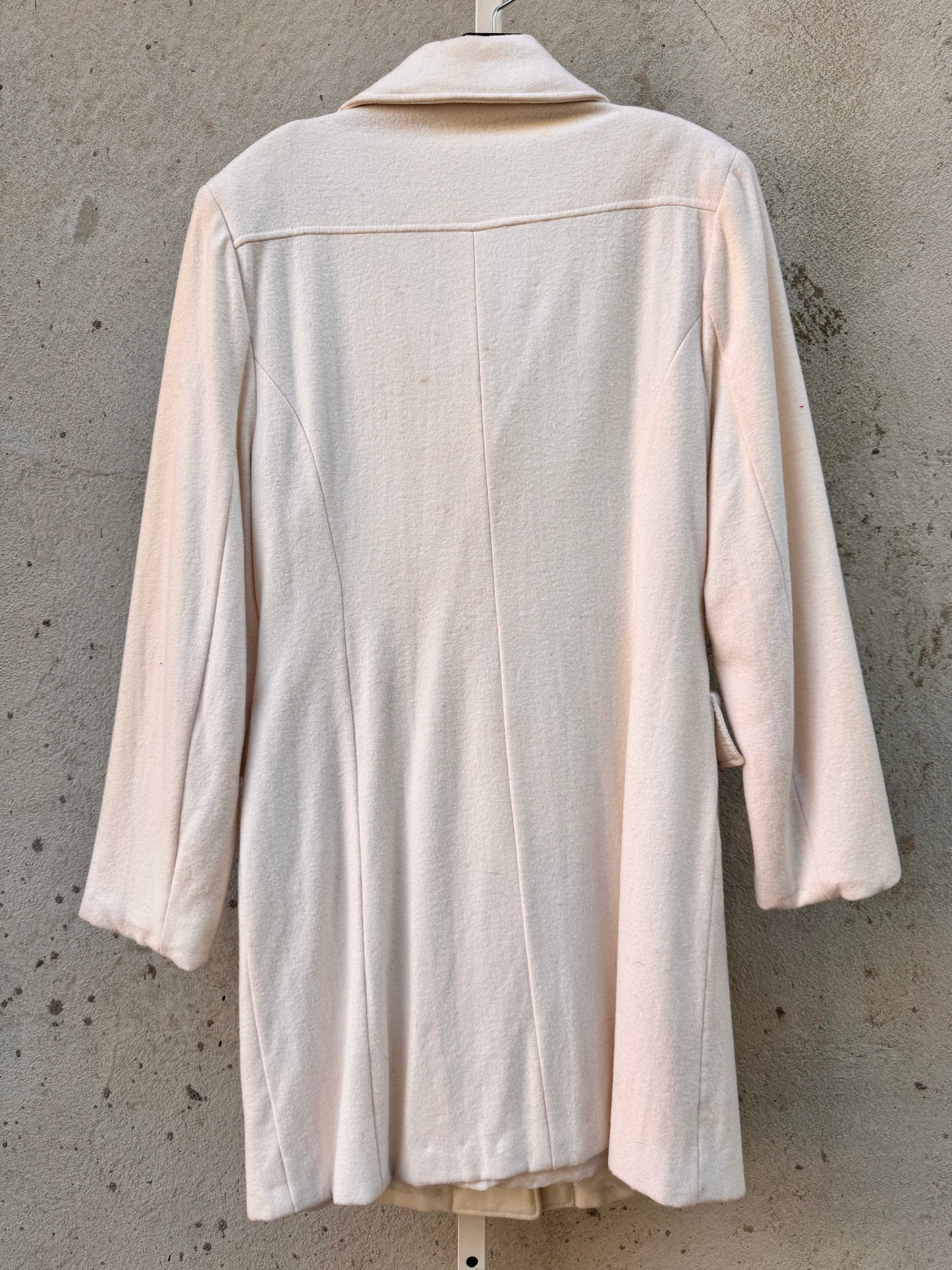 1980s/90s Off White Wool Blend Coat with Notched Lapel