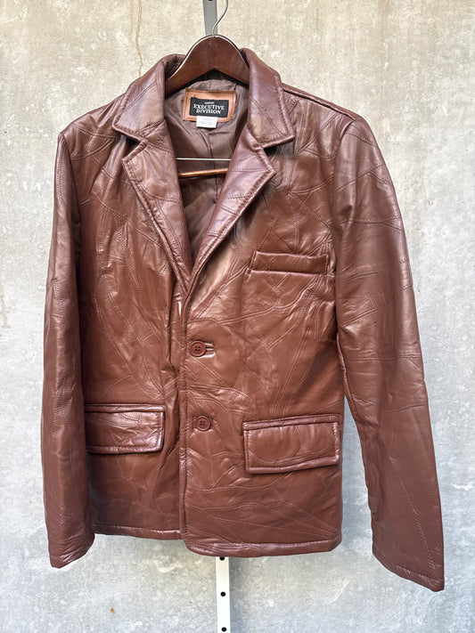 1980s Brown Overstitched Leather Jacket