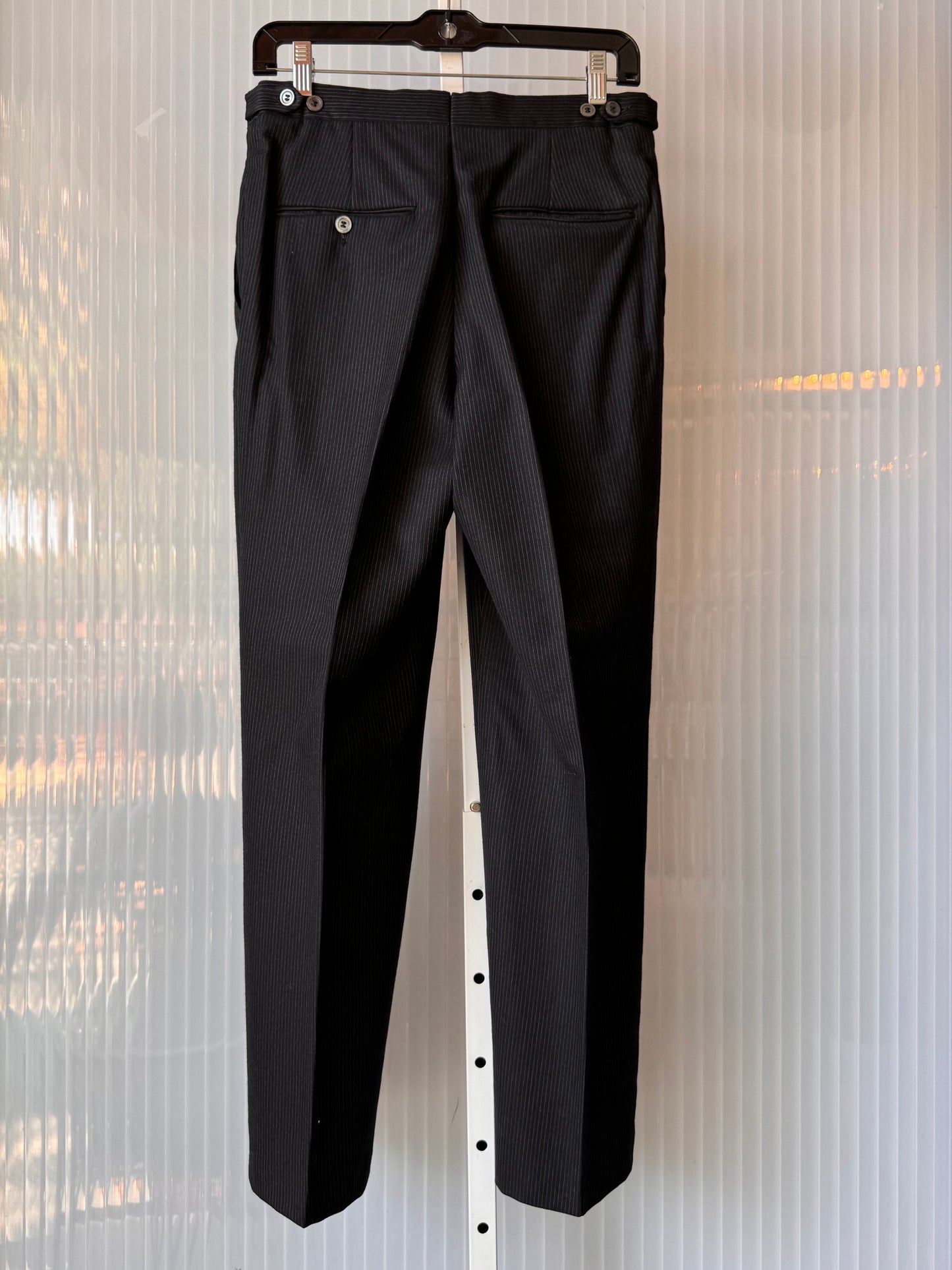1990s does 1940s Black Pinstripe Blazer & Pants Wool Suit Set