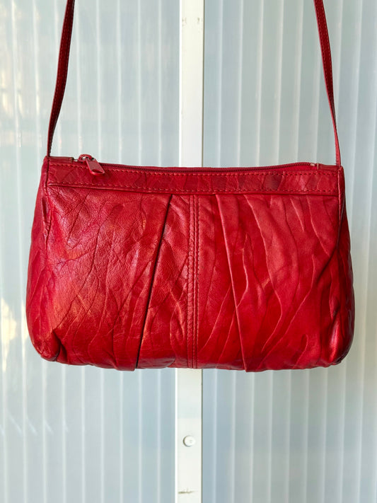 Red Eel Skin Zebra Print Embossed Bag
