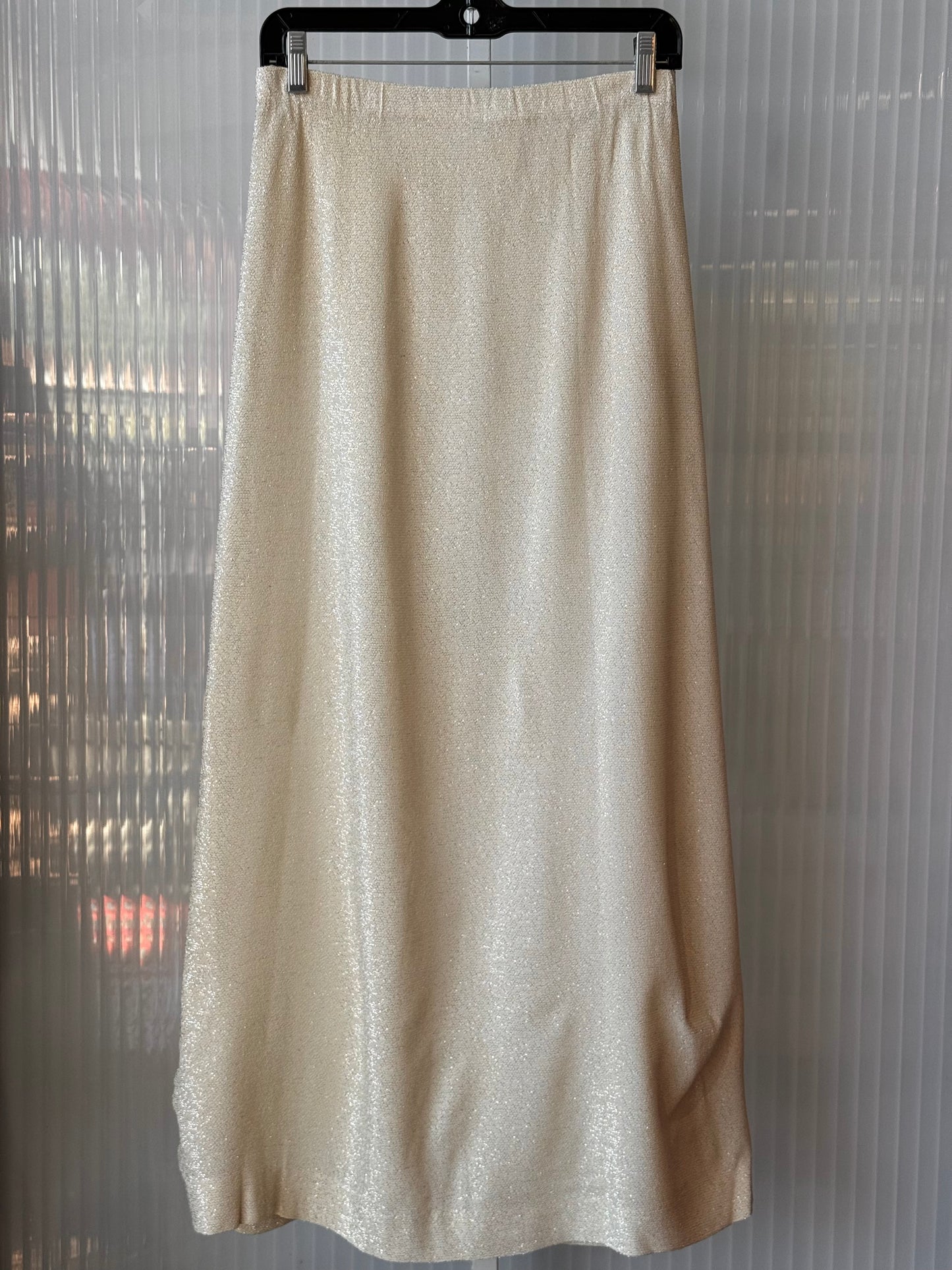 1970s Sparkling Cream & Silver Maxi Skirt