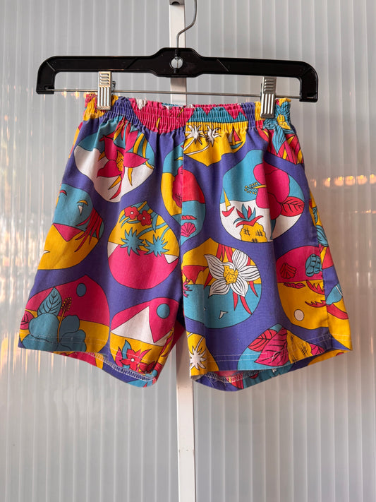 1980s Children's Multicolor Tropical Print Shorts